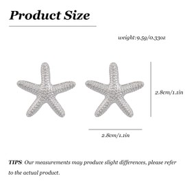 Starfish Stud Earrings Lightweight Beach Vacation Jewelry for Summer Accessories Nautical-Inspired Everyday Gift for Her