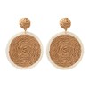Statement Round Raffia Earrings -Boho Handmade Straw Drop Earrings,Big Disc