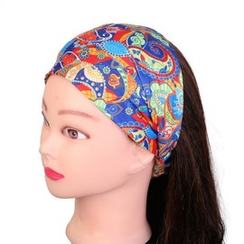 Women's Printed Paisley Sports Yoga Headband & Hair Scarf One Size / G White 5ea