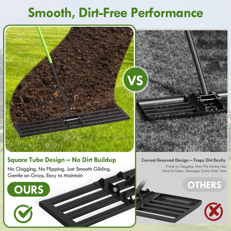 Seeutek Lawn Leveling Rake, 45” x 10” Lawn Leveler with