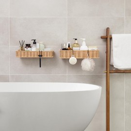 GRANNY SAYS Shower Caddy Hanging, 2 Pack Bathroom Shelves for Shower, Waterproof Shower Shelf for Inside Shower, Shower Shelves for Organization and Storage, Wicker Shower Rack for Home Decor, Nature