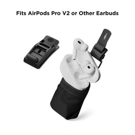 ALPAKA HUB Earbuds Pouch - Soft Elastane & Ballistic Nylon 840D Headphone Case Compatible with AirPods Pro - Wireless Open Earbuds Holder Organizer with HUB Magnetic Suction Clip, Weatherproof Fabric