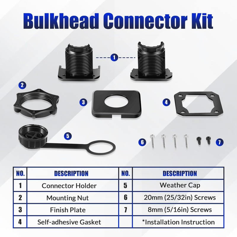 CTcar Bulkhead Connector Kit for Garmin LiveScope Plus LVS34/LVS62 -