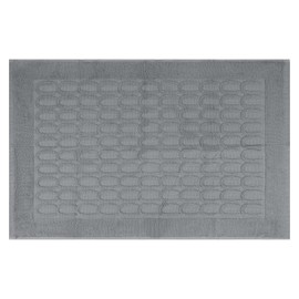 HMETOL Cotton Washable Geometric Textured Bath Mat Hotel Reversible Water Absorbent Rug Thick Foldable Shower Tub Foot Carpet 16" x 24" Gray