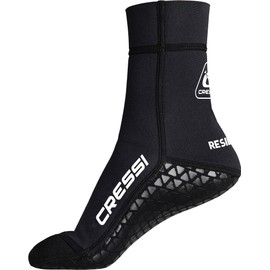 CRESSI Unisex Adult Resilient Pro 2 mm Neoprene Socks Black with Double Lining and Non-Slip Rubberised Sole, XL