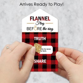 Big Dot of Happiness Flannel Fling Before the Ring - Buffalo Plaid Bachelorette Party Game Pickle Cards - Truth, Dare, Share Pull Tabs - Set of 12