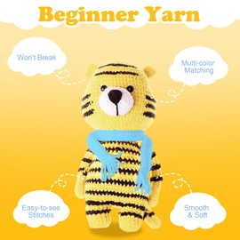 WSICSE 8x50g Beginner Crochet Yarn, Cotton Yarn for Crocheting Easy-to-See Stitches Chunky Thick Soft Yarn for Beginners Crocheting Kit