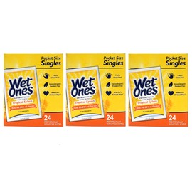 WET ONES Moist Towelette, Antibacterial, Citrus, Singles 24 ea (Pack of 3)