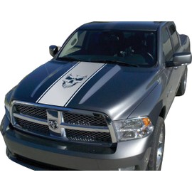 Skull Hood Racing Stripe, Custom Truck Hood Vinyl Decal Graphics (Matte Black)