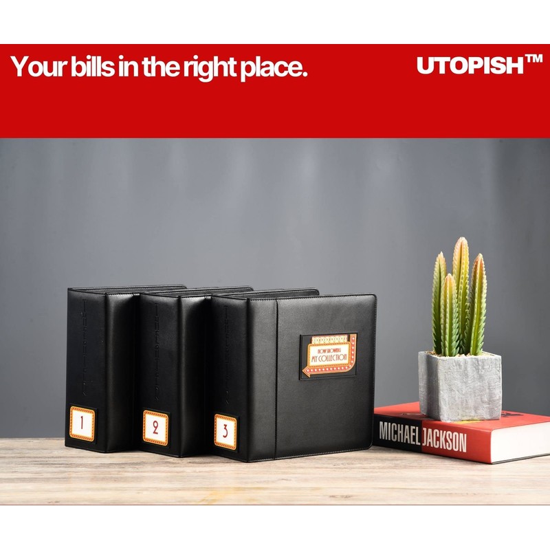 UTOPISH Show-Bill Binder with Sleeves - 2-Pack of Large 4”