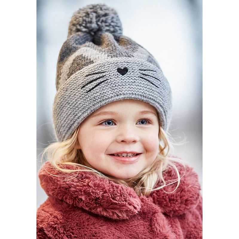 maximo Girls Cat Lined Hat, gray