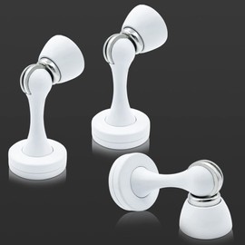 Door Stoppers, Magnetic Door Stop White, Heavy Duty Floor Wall Mount Magnetic Door Stopper for Bottom of Door Stainless Steel Magnet Catch Holder, Magnetic Doorstop with Screws, 3 Pack