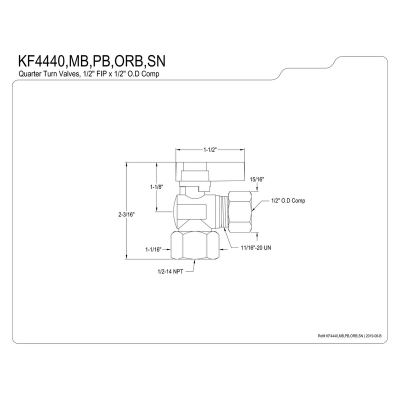 Kingston Brass KF4440PB 1/2" FIP X 1/2" OD Comp Angle