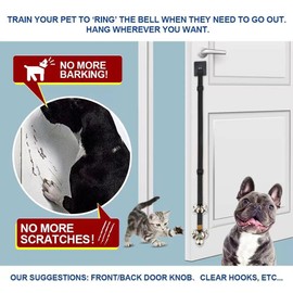 fancigo Dog Bells for Dog Training to Go Outside. Dog Door Bells for Potty Training. Adjustable Length by Buckle and Adhesive Hook. (Black)