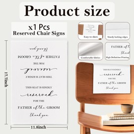 ChissNook Reserved Seating Chair Signs, Reserved Sign Pew Cloths Seating Placeholder for Church Pews, Wedding Decorations for Reception Celebrations Event (Father of the Groom, 1 PC)