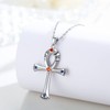 OHAYOO Ankh Necklace 925 Sterling Silver Ankh Cross Religious Eye