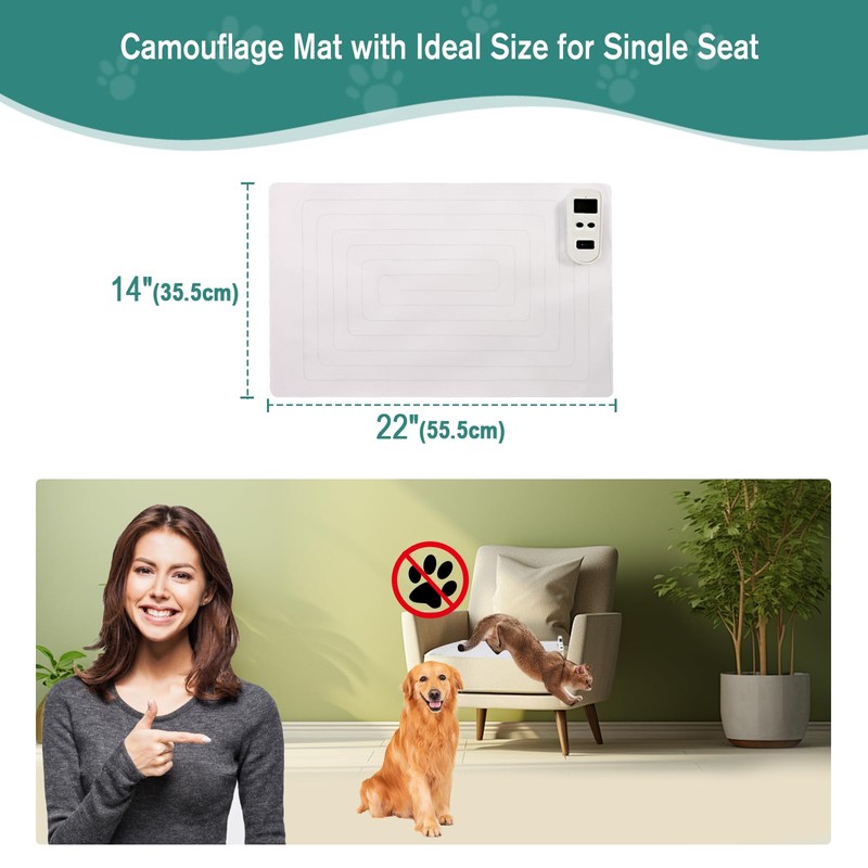 SEERWAY 2 Rechargeable Pet Shock Mats Same Size, Cat Repellent