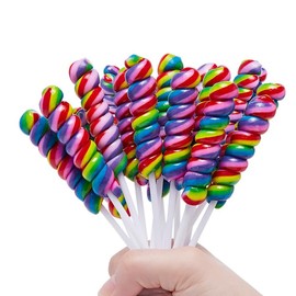 Rainbow Lollipops - Twisty Lollipop Individually Wrapped - Bulk Candy For Birthday Party - Twist Suckers & Lollipops For Party Favors - Raspberry Flavors 30 Pack