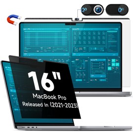 Magnetic Privacy Filter Compatible with MacBook Pro 16 Inch (2021-2023) M1 A2485/ M2 A2780/ M3 A2991, Removable Anti-Glare Blue Light Laptop Privacy Screen Protector Privacy Screen for Mac Pro 16.2