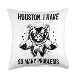 Cat Dad Mom Space - Houston Problem Domestic Longhair Throw Pillow
