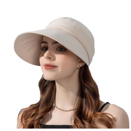 MAKFORT Sun Hat Foldable Summer Hat Women's Breathable Hat Visor Cap Outdoor Hat for Golf Travel Hiking, B-beige
