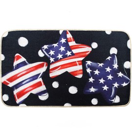 Quera Independence Day Star Door Mat for Indoor/Outdoor Bedroom Kitchen, Patriotic Welcome Doormat 4th of July Entrance, Low Profile Floor Mat 17 x 29 Inch Black