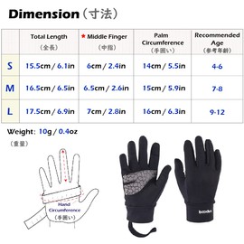 TRIWONDER Children's Warm Gloves, Cold Protection, Windproof, Outdoor, Running, Sports, Smartphone Compatible, Anti-Slip, Cycling, Jogging, Skiing, Snowing, School, Spring, Autumn, Winter, Boys, Girls, Juniors, Black, L, Ages 9 - 12 Years Old
