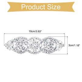 sourcing map Crystal Rhinestone Applique, Sew on Applique Wedding Dress Belt Decoration for Women DIY Accessories Prom Ceremony Wedding Party Silver, 2 PCS