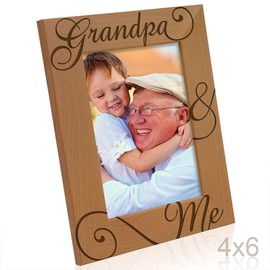 KATE POSH Grandpa and Me Engraved Natural Wood Picture Frame, I Love You Grandpa, Grandparent's Day, Best Grandpa Ever, Grandfather Gifts, Grandpa & Me, Father's Day, Christmas (4x6-Vertical)