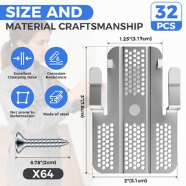 HEIWUKONG 32 Pack Drywall Repair Clip, Drywall Clips Repair with 64 Screws Fits 1/2" and 5/8" Panels, Stainless Steel Drywall Fastener Repair Clips Kit for DIY Damaged Walls Repairing