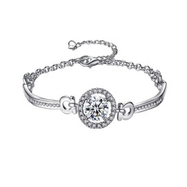 MAGIIE Cubic Zirconia Crystal Bracelet Women, Classic Adjustable Bracelet Women Gold Silver, Friendship Bracelet Fashion Jewellery for Women Girls (Silver)