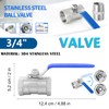 304 Stainless Steel Ball Valve, DN20 3/4 Inch Two-Piece Ball