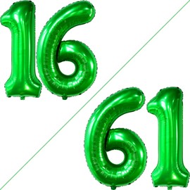 KatchOn, Dark Green 16 Balloons Number - 40 Inch | Green Number 16 Balloons for 16th Birthday Decorations for Girls | 16th Birthday Balloons for 16th Birthday Decorations for Boys | 16 Number Balloons