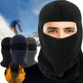 Unbranded Full Face Ski Mask Balaclava Winter Thermal Fleece Hood Neck Warmer for Cycling - Black