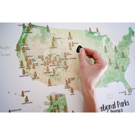 Massive Wanderlust Scratch-Off Your National Parks of America - 100% Made in USA - Large Size 16x24 - Gold Scratchable - with Pick and Unique Gift Sticker for Travelers