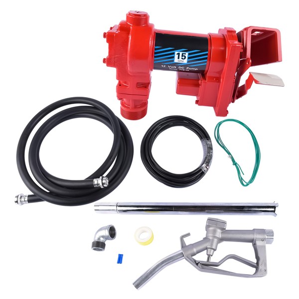 Fuel Transfer Pump DC Gasoline 15GPM 12V with Nozzle Kit