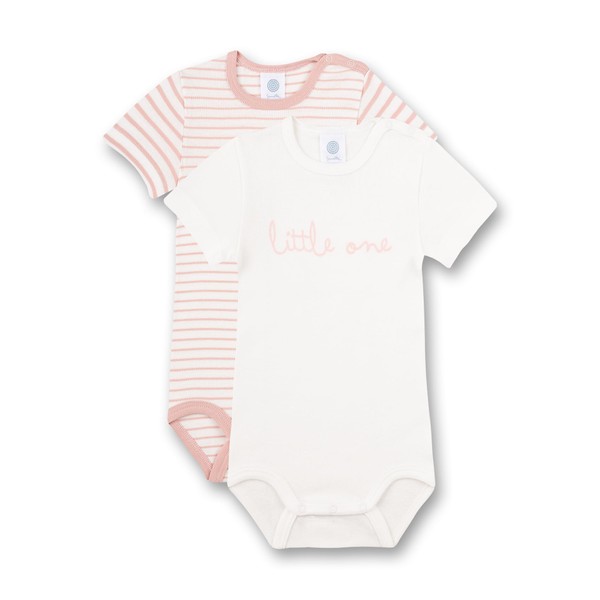 Sanetta Bodysuit Short Sleeve (Double Pack) White and Pink Striped
