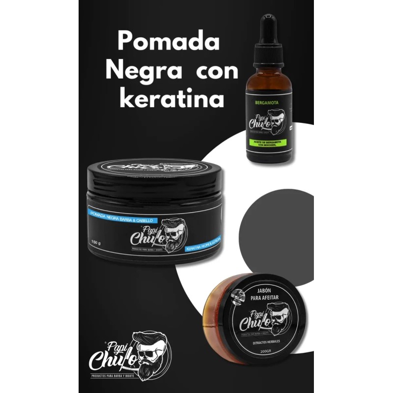 Pomada Negra Barba Cabello 150gr Papi Chulo Cítrica