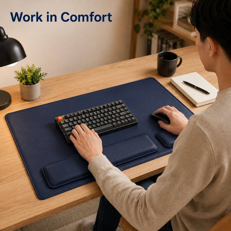 Waterproof PU Leather Desk Mat Set for Office & Gaming