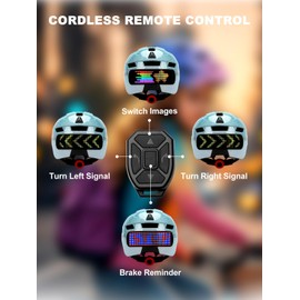 Kids Bike Helmet LED Light Display with Turn Signals, Boys Girls Childs Bike Helmet with Wireless Controller, EPS Liner | Removable Sunshade | Adjustable | Lightweight Helmets for Teenagers