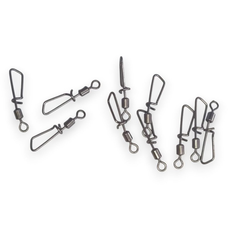 FISHIN ADDICT Snap Link Fishing Swivels, Barrel Interlock Clip Black