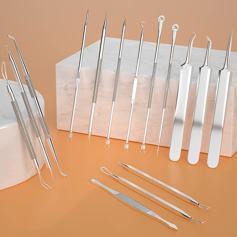2022 Latest 15 Piece Pimple Popper Tool Set, Blackhead Remover,