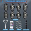 MICTUNING RGB LED Strobe Lights 8pc Flash Emergency Signal Light