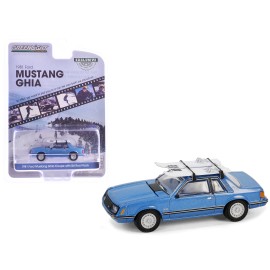 DCD 1981 Ford Mustang Ghia Coupe Blue Glow Metallic with Ski Roof Rack "Hobby Exclusive" Series 1/64 Diecast Model Car by Greenl