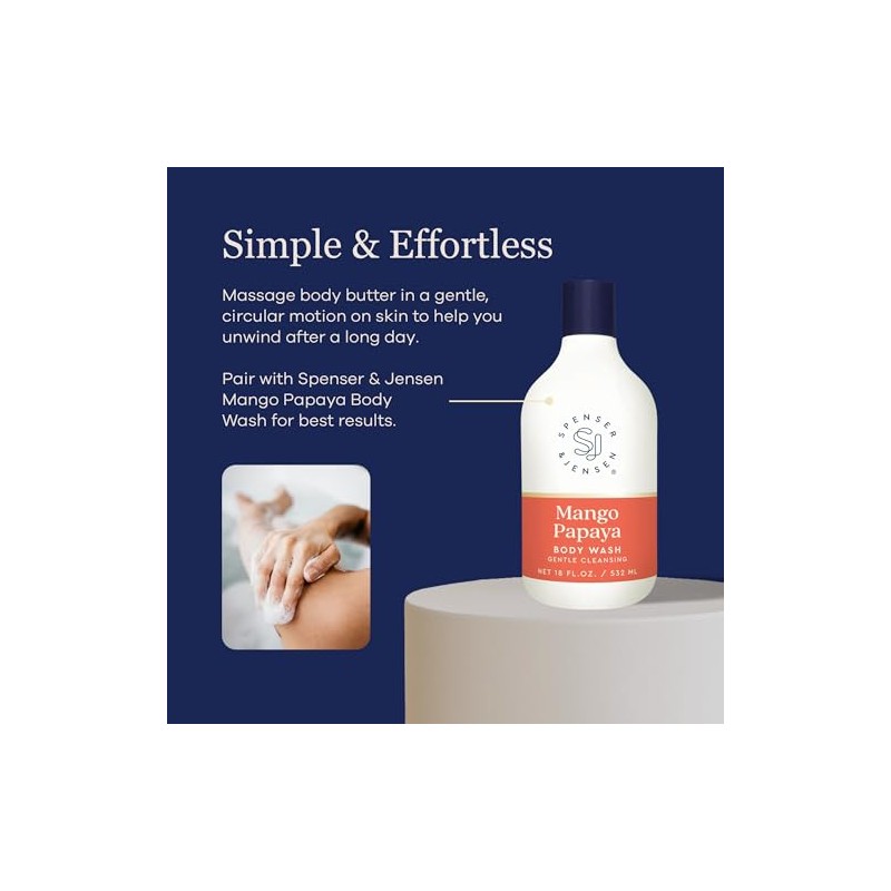 Spenser & Jensen - Mantequilla corporal de 8 onzas (Mango