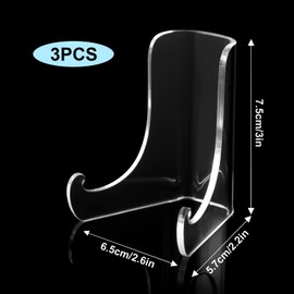 3 PCS Acrylic Plate Stands, Acrylic Picture Stands Clear Easels Display Stand Picture Frame Easel Stand with Deep Support Shelves for Display Cards Photo Book Table Top Holder Home Decors (3 Inch )