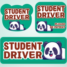 Student Driver Please Be Patient Car Magnet, Green Panda Cute Shape, Patient with Reflective Magnetic Bumper Sticker Set Detachable, Novice Safety Signs.Set of 3