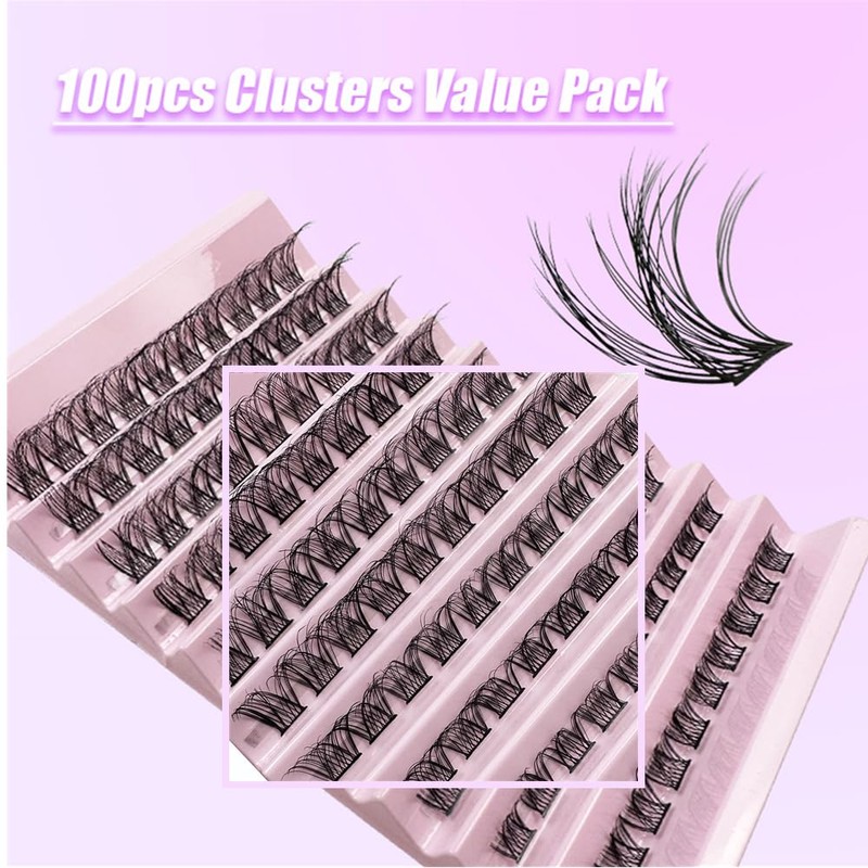 Lash Clusters, 100Pcs DIY Individual Eyelash Extenisons Natural Look D