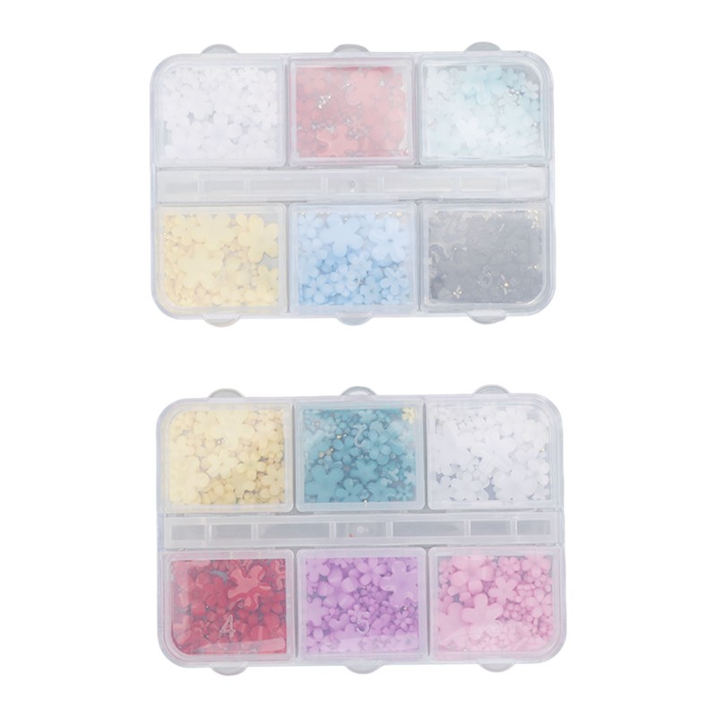 2 Boxes 12 Grids 3D Flower Nail Charms Resin DIY
