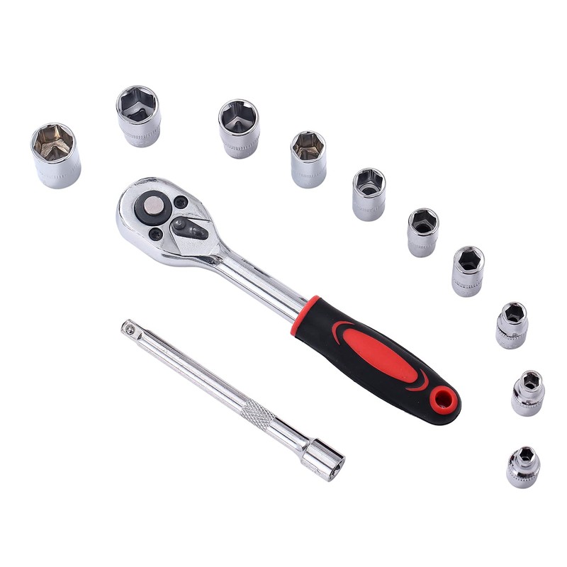 KATSU 1/4 Inch Socket Set 12Pcs, 4-13mm Metric Drive with
